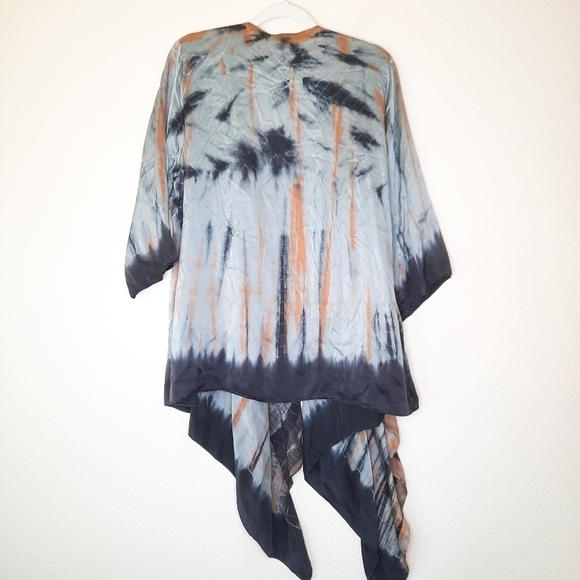 Soft Surroundings Tie Dye Silk Waterfall Kimono XLP - Picture 3 of 5